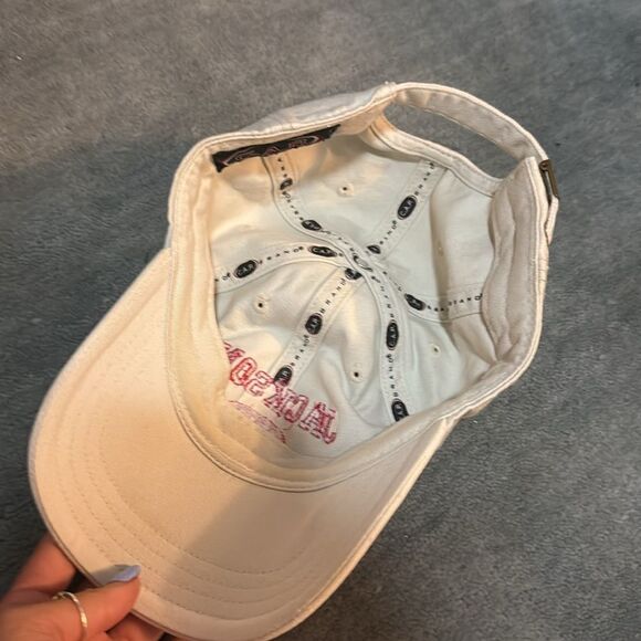 Cream Colored Baseball Hat - Like NEW - Red Writing - Jackson Hat - Adjustable - Picture 2 of 3